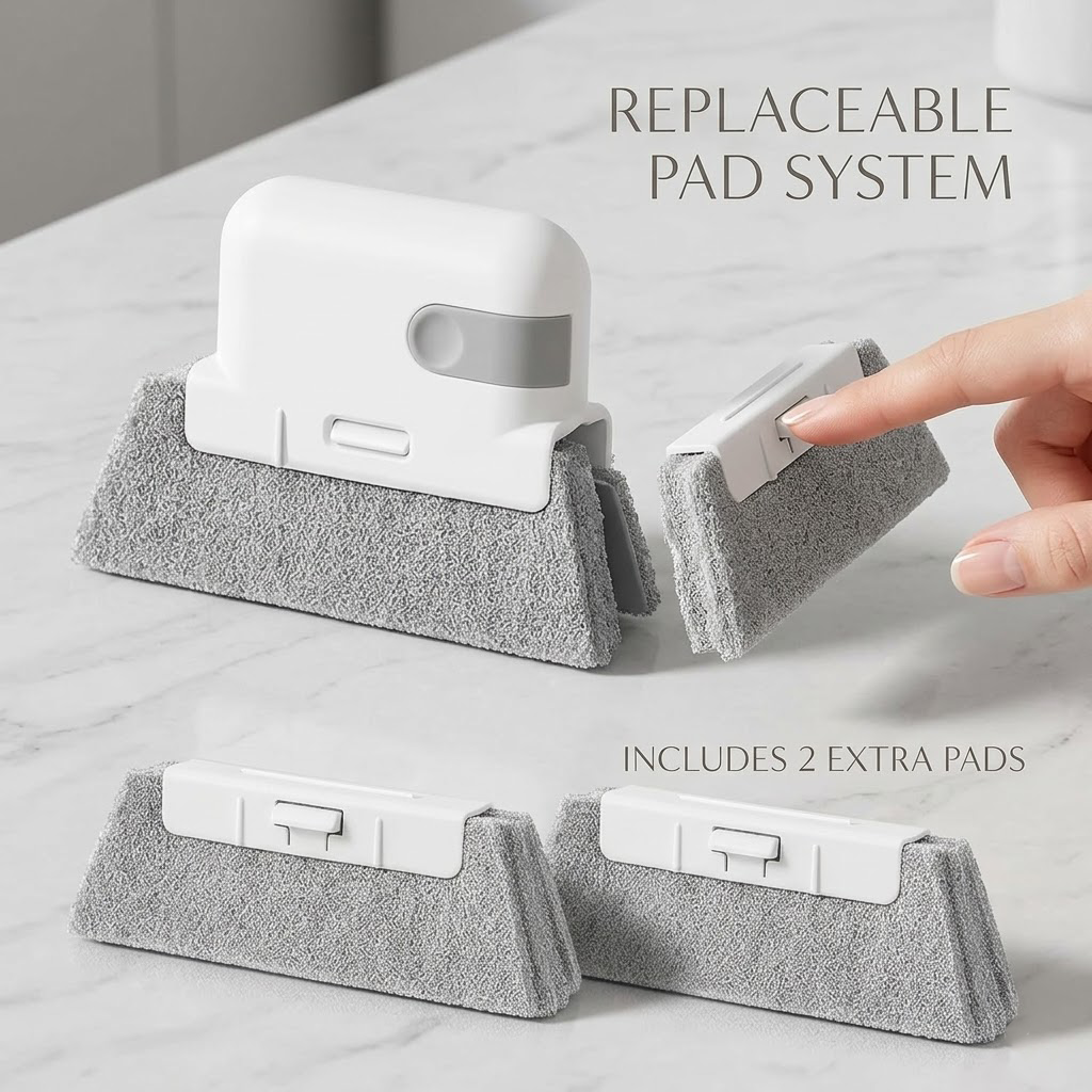 Dyvorocosh Sustainable Crevice Cleaning Tool - Replaceable Pad System with 2 Refills
