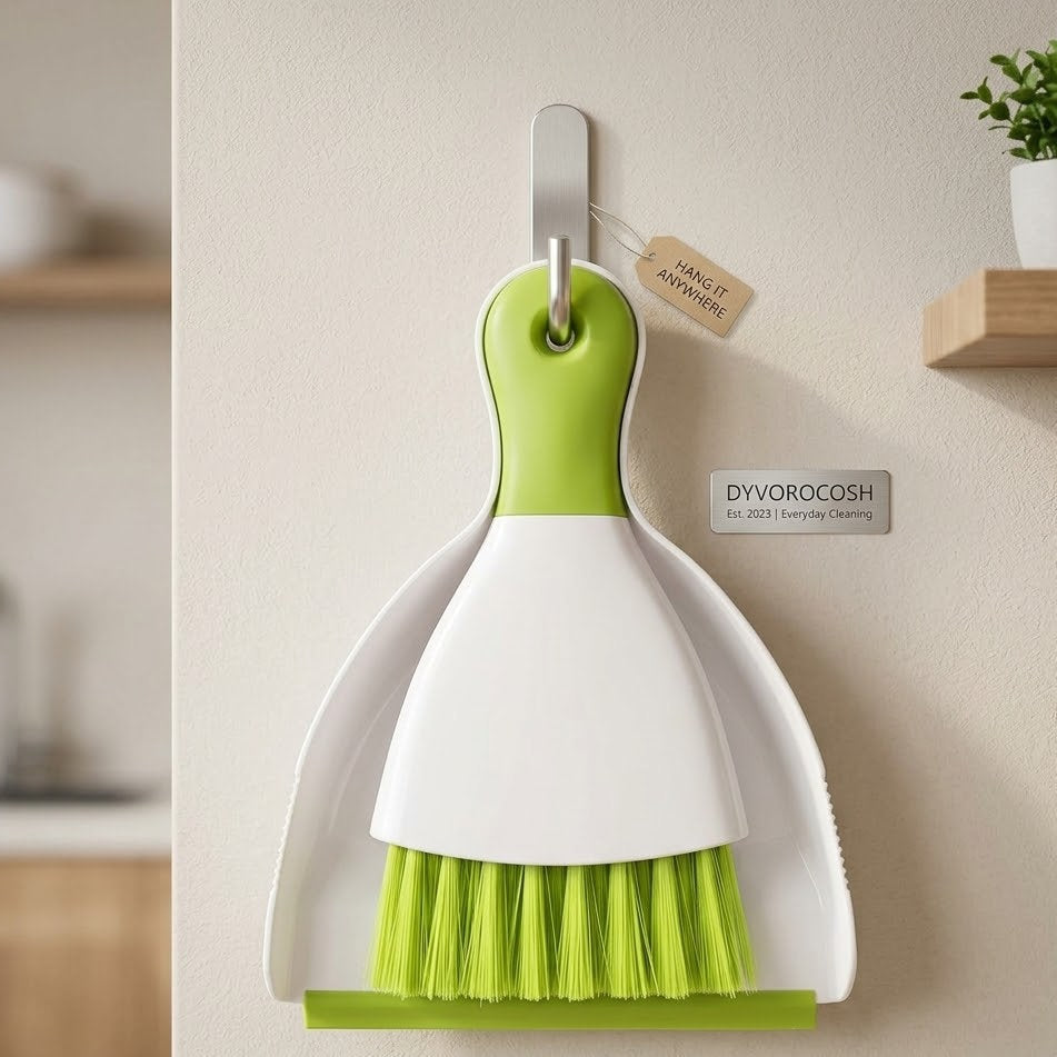 Dyvorocosh Ergonomic Mini Sweeping Set - Space-Saving Hanging Design for Effortless Surface Cleaning and Crumb Removal