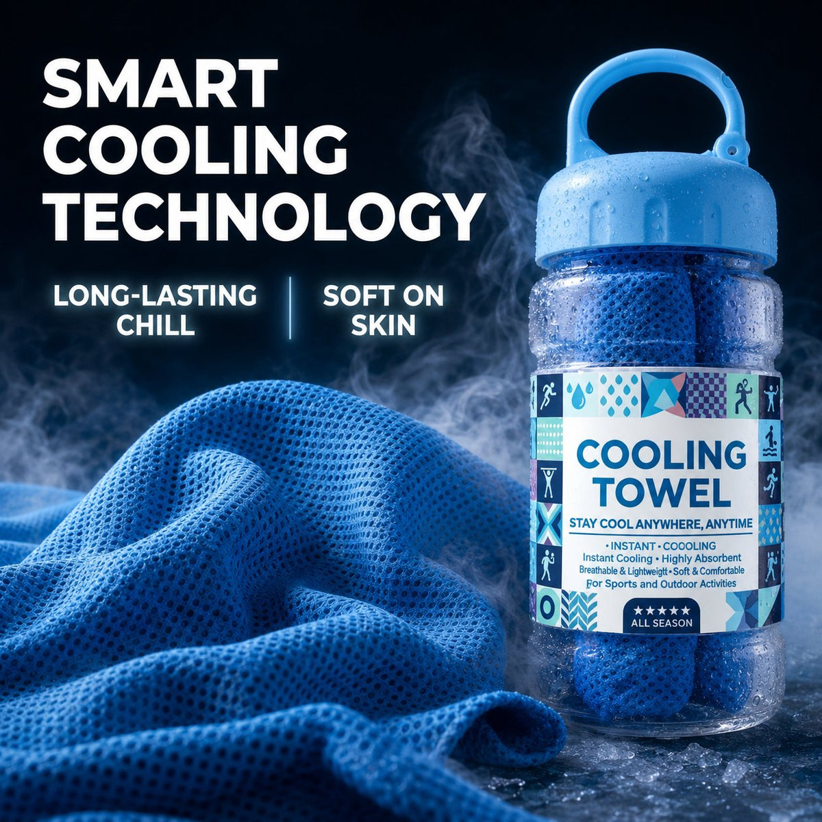 🏃❄️LAST DAY 50% OFF ✨Cold Sweat Towel You Can Use Anywhere, Anytime! Reusable Soft Absorbent Cooling Portable