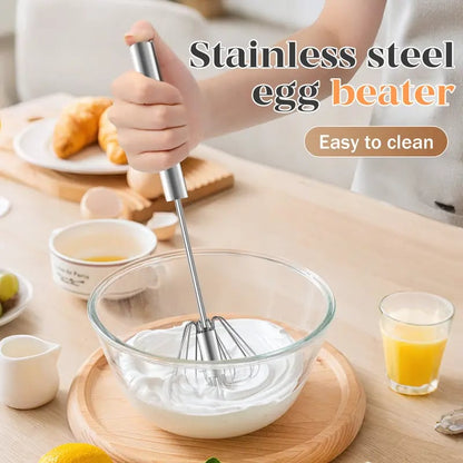 🥄✨LAST DAY 50% OFF ✨ Stainless Steel Hand-Push Rotary Whisk – Effortless Mixing in Seconds!