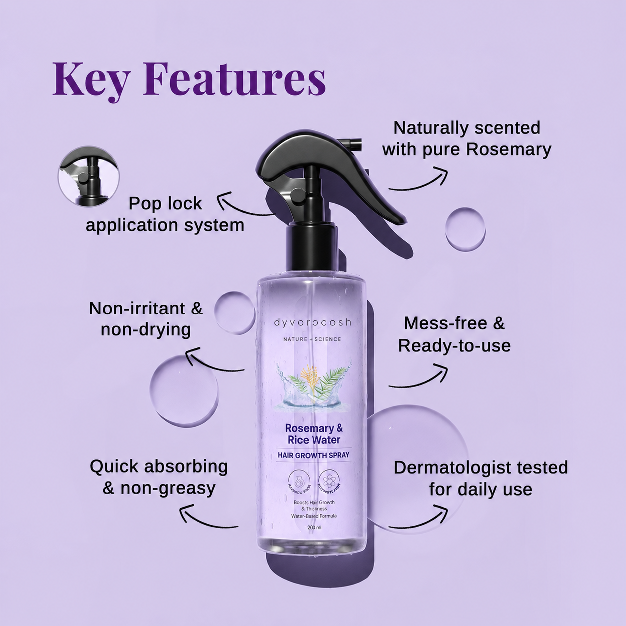 LAST DAY 50% OFF🧡Dyvorocosh® Rosemary & Rice Water Leave-In Hair Spray