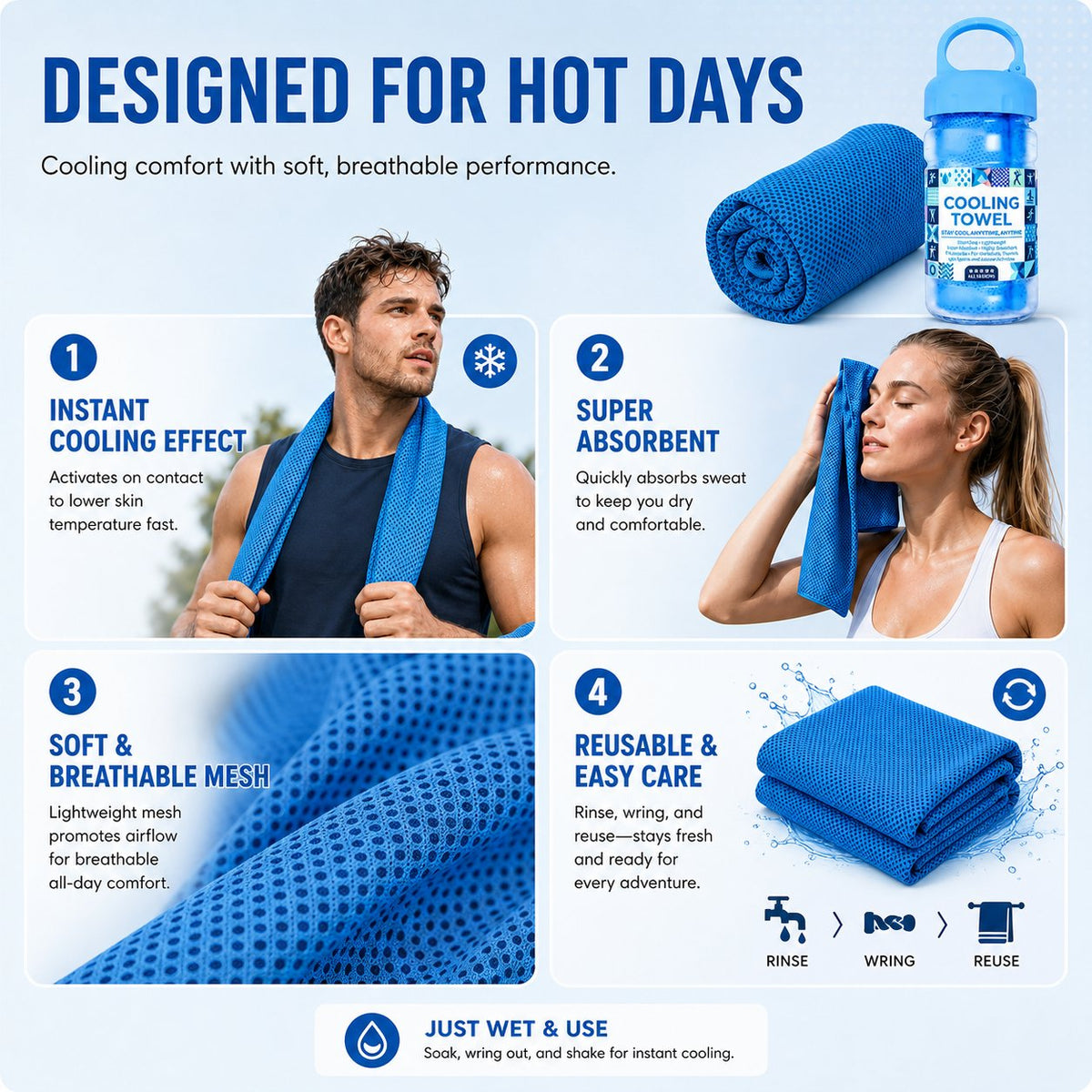 🏃❄️LAST DAY 50% OFF ✨Cold Sweat Towel You Can Use Anywhere, Anytime! Reusable Soft Absorbent Cooling Portable