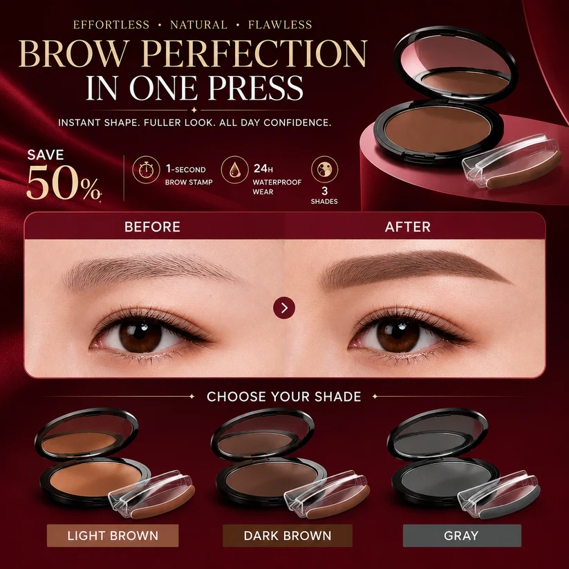🎁💞LAST DAY 75% OFF-✨Instant Symmetrical Eyebrow Stamp Kit – Effortless Waterproof Brow Powder Makeup（upsell）