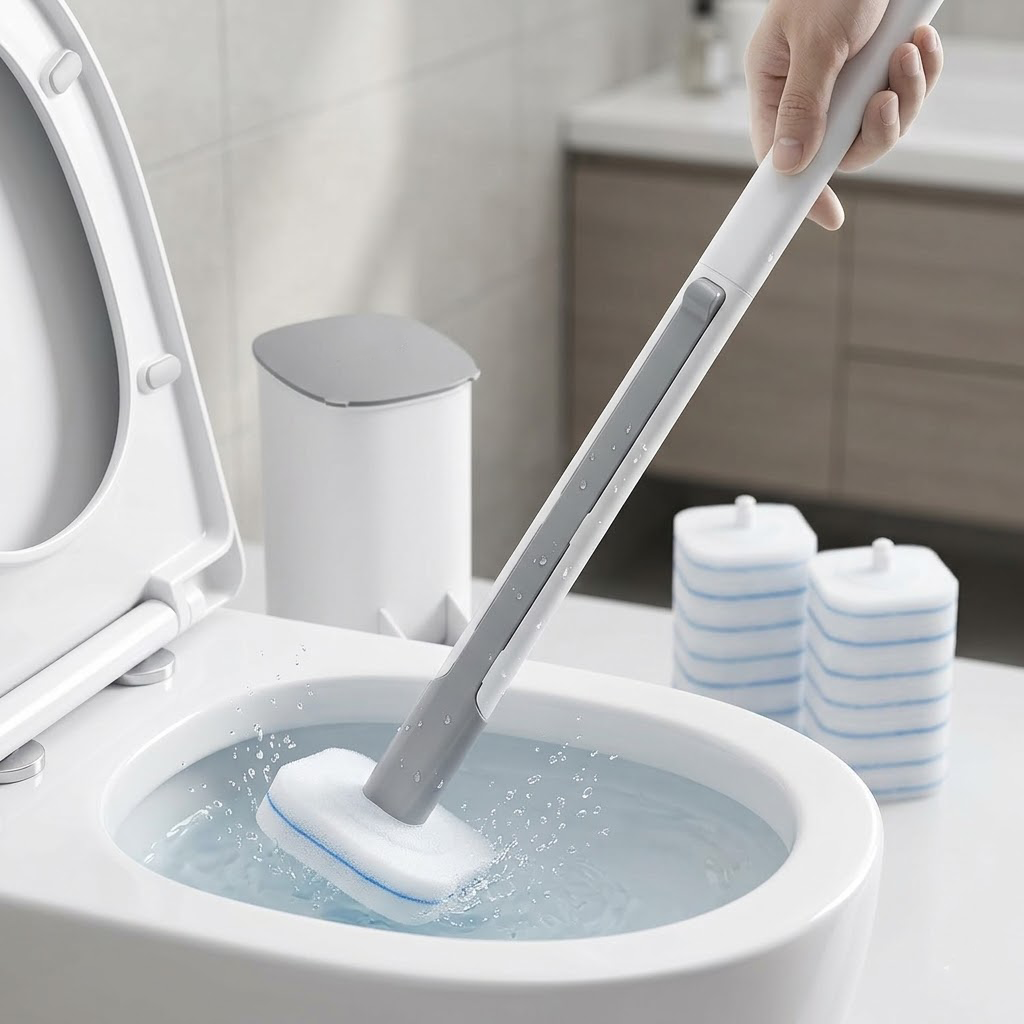 Dyvorocosh Flexible Crevice Toilet Wand - Deep Clean Every Corner with Replaceable Scrubbing Pads