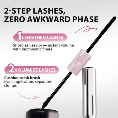 🧚🏻‍♀️✨ Dual-Ended Waterproof Mascara for Volume, Length & Curl 👁️— Clump-Free Fuller, Longer Lashes in 2 Easy Steps