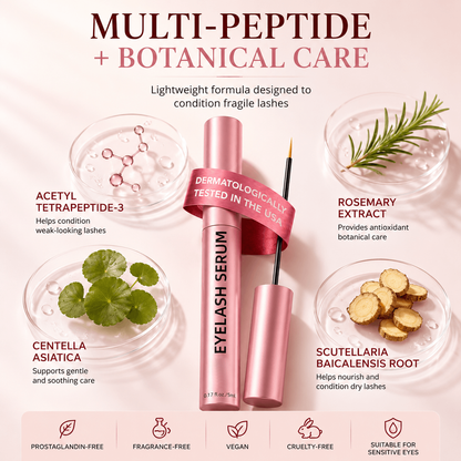 Dyvorocosh® Vegan Lash Growth Serum with Hyaluronic Acid & Multi-Peptide for Sensitive Eyes – Thicker Formula for Longer Fuller-Looking Lashes