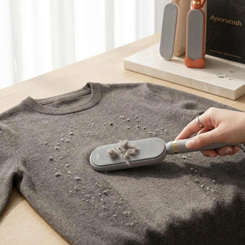 Dyvorocosh Pet Hair Remover: Self-Cleaning Drawer System for Effortless Fur Removal from Sofas, Bedding, and Apparel.