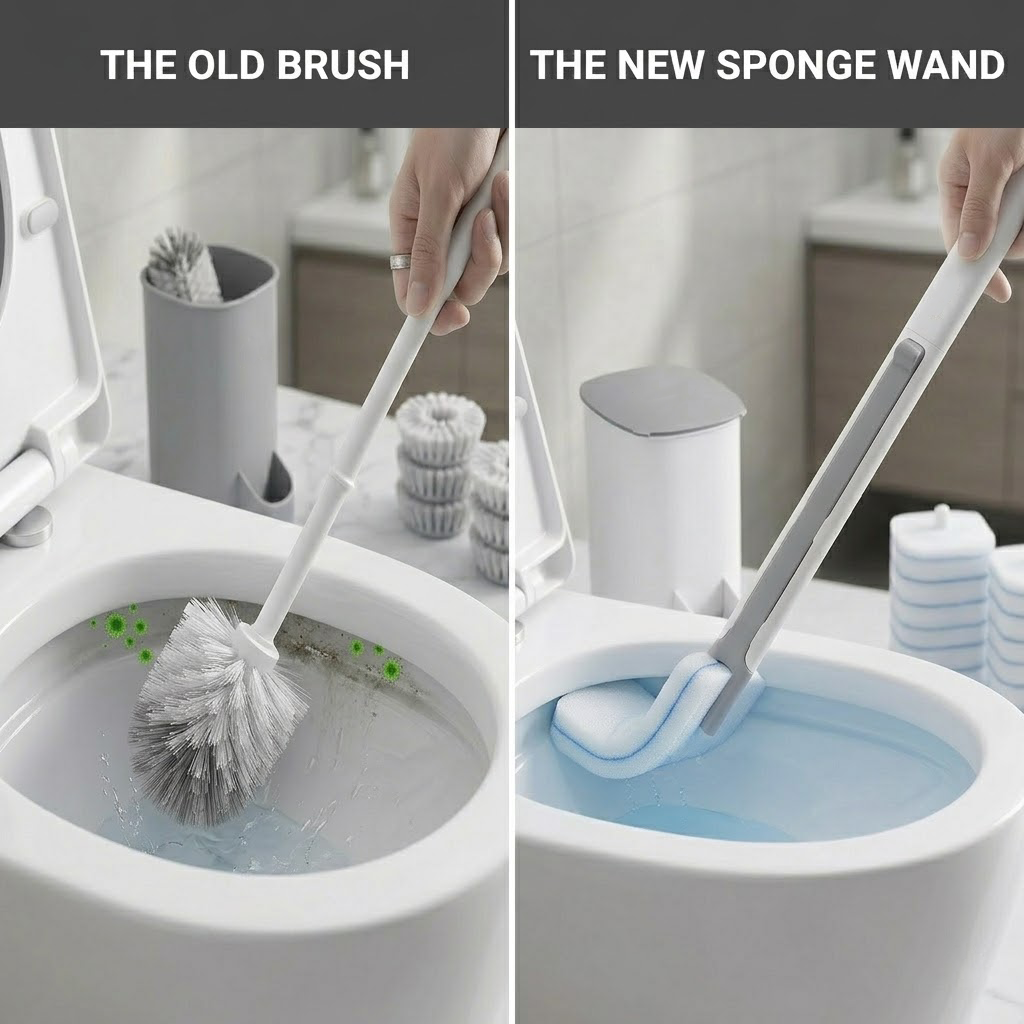 Dyvorocosh Flexible Crevice Toilet Wand - Deep Clean Every Corner with Replaceable Scrubbing Pads