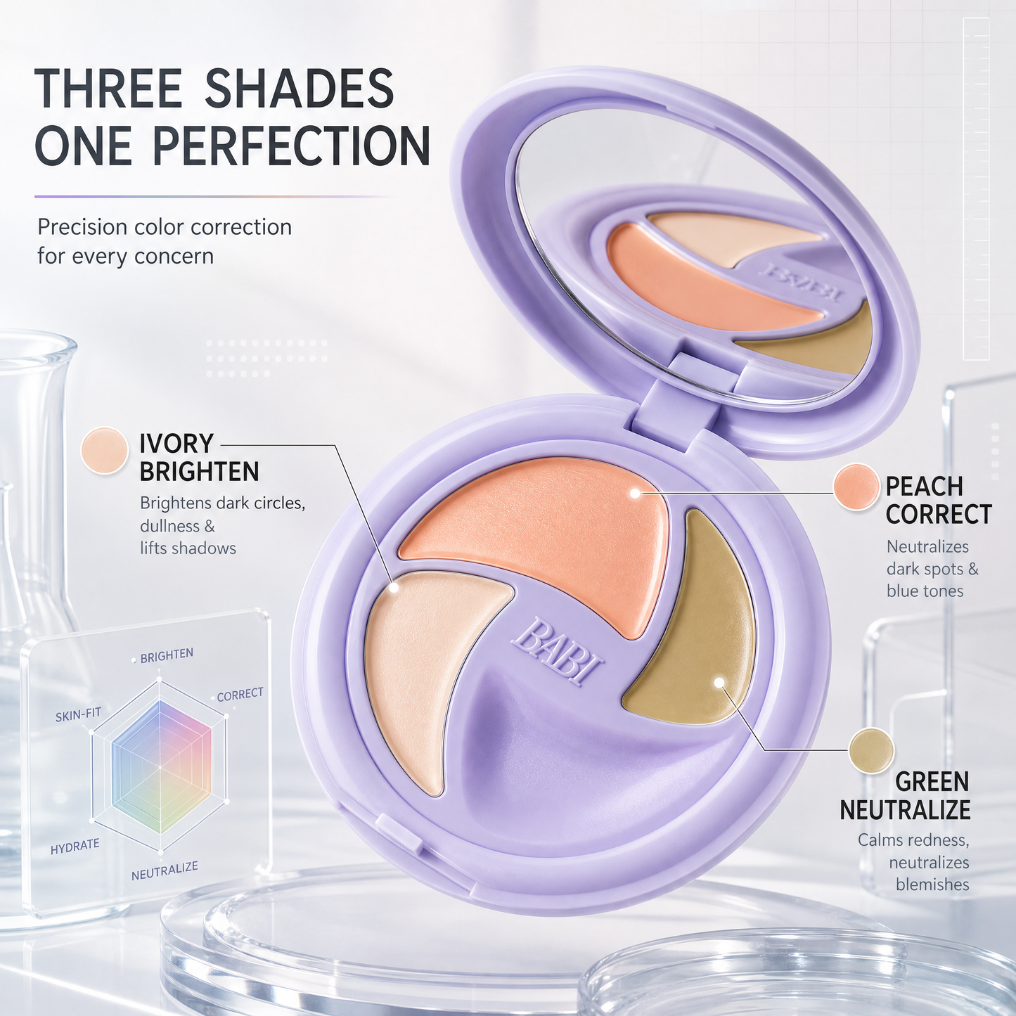 ✨3-Color Full Coverage Concealer Palette – Covers Dark Circles, Acne Marks, Fine Lines & Age Spots