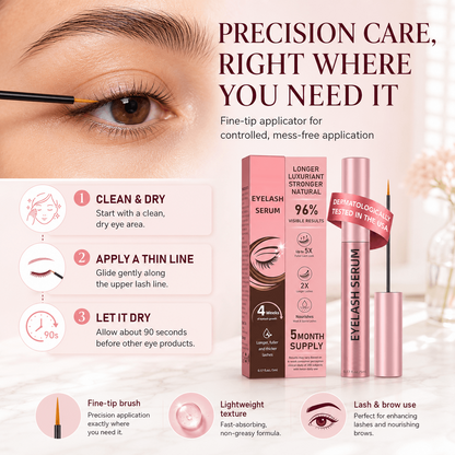 Dyvorocosh® Vegan Lash Growth Serum with Hyaluronic Acid & Multi-Peptide for Sensitive Eyes – Thicker Formula for Longer Fuller-Looking Lashes