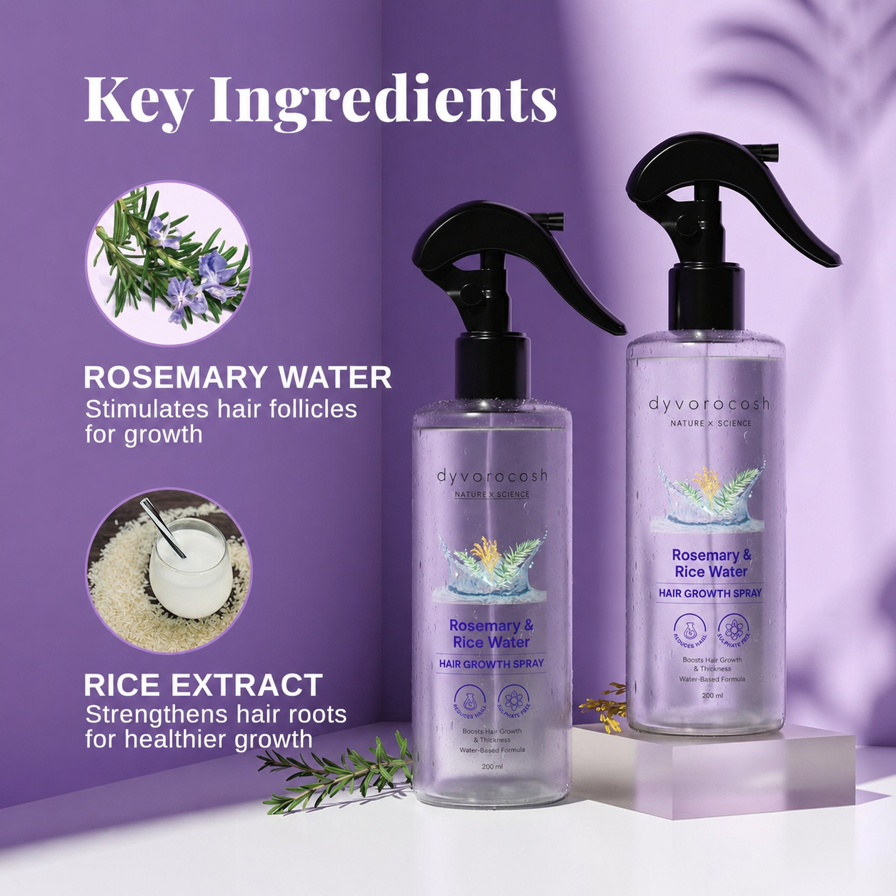 LAST DAY 50% OFF🧡Dyvorocosh® Rosemary & Rice Water Leave-In Hair Spray