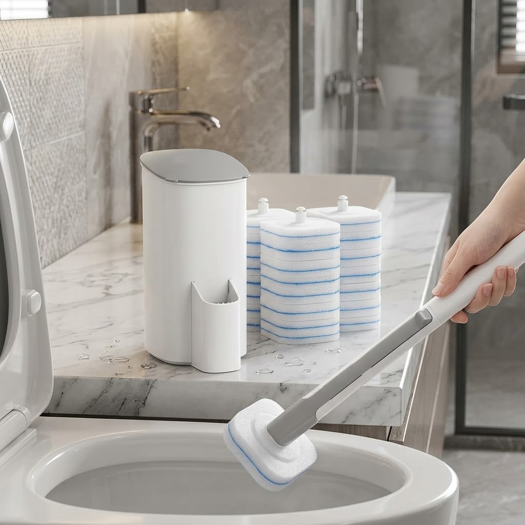 Dyvorocosh Flexible Crevice Toilet Wand - Deep Clean Every Corner with Replaceable Scrubbing Pads