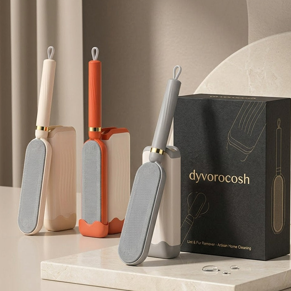 Dyvorocosh Pet Hair Remover: Self-Cleaning Drawer System for Effortless Fur Removal from Sofas, Bedding, and Apparel.