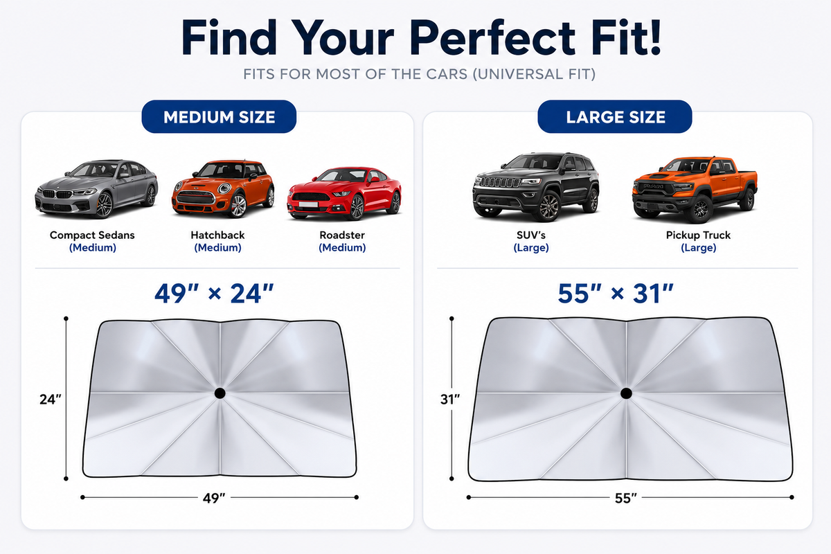 CoolFold Auto Sunshade ❄️Keep Your Car Up to 50°F Cooler in Seconds Blocks 99% of UV Rays