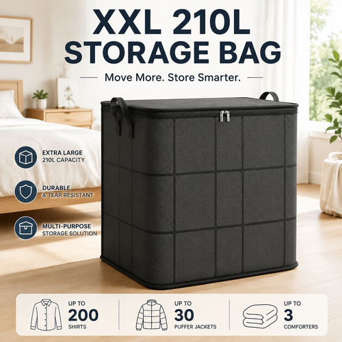 🔥 LAST DAY 50% OFF! 🏠 XXL 210L Storage Bag – Large Capacity Moving & Closet Organizer for Quilts, Bedding & Sweaters