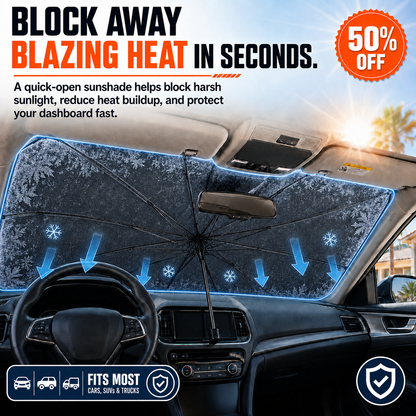 CoolFold Auto Sunshade ❄️Keep Your Car Up to 50°F Cooler in Seconds Blocks 99% of UV Rays