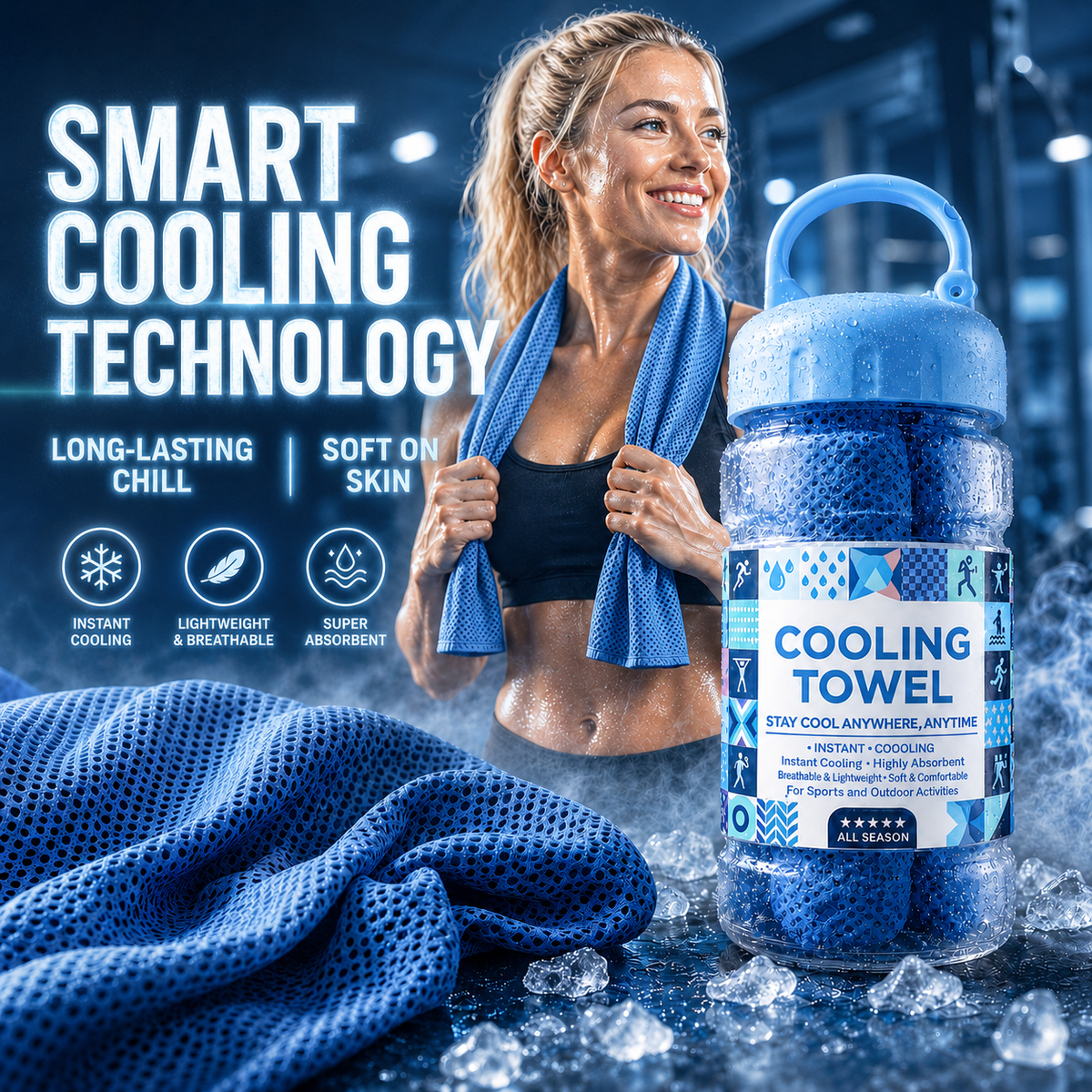 🏃❄️LAST DAY 50% OFF ✨Cold Sweat Towel You Can Use Anywhere, Anytime! Reusable Soft Absorbent Cooling Portable