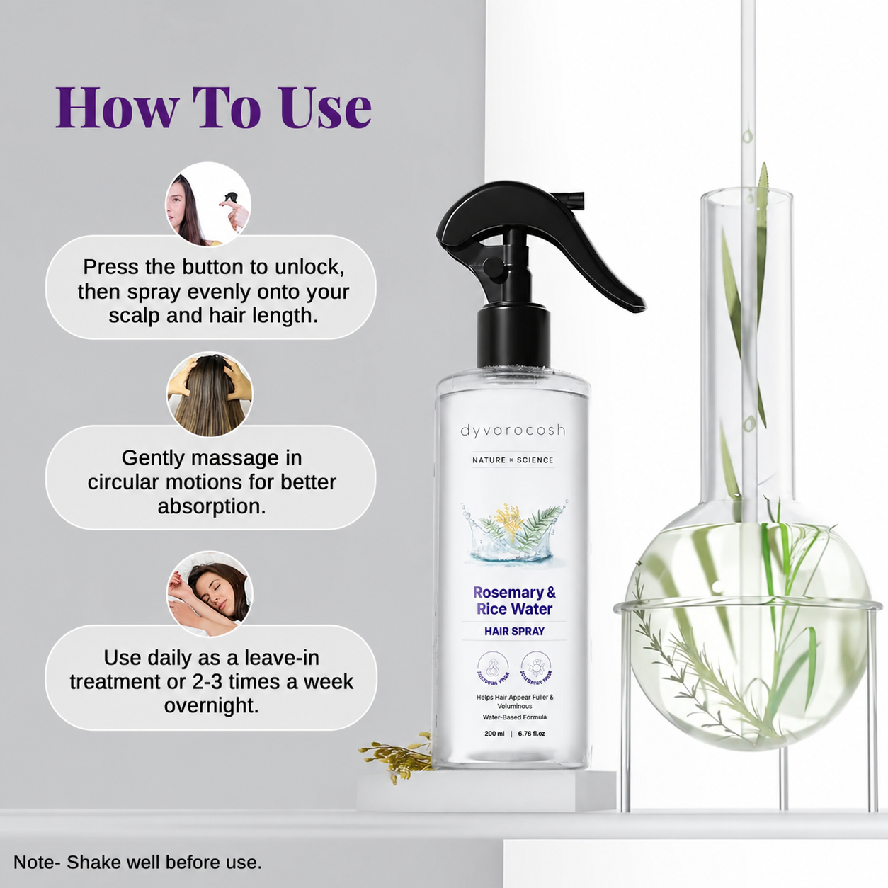 LAST DAY 50% OFF🧡Dyvorocosh® Rosemary & Rice Water Leave-In Hair Spray