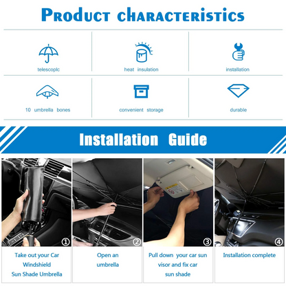CoolFold Auto Sunshade ❄️Keep Your Car Up to 50°F Cooler in Seconds Blocks 99% of UV Rays